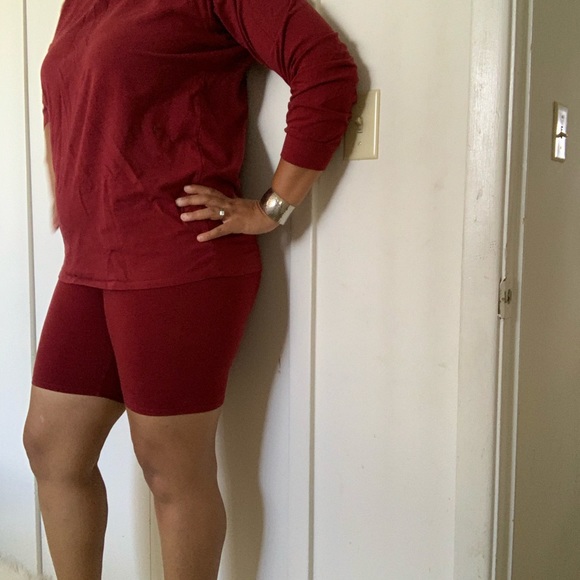 Burgundy “Biker Short” Set. - Picture 3 of 7